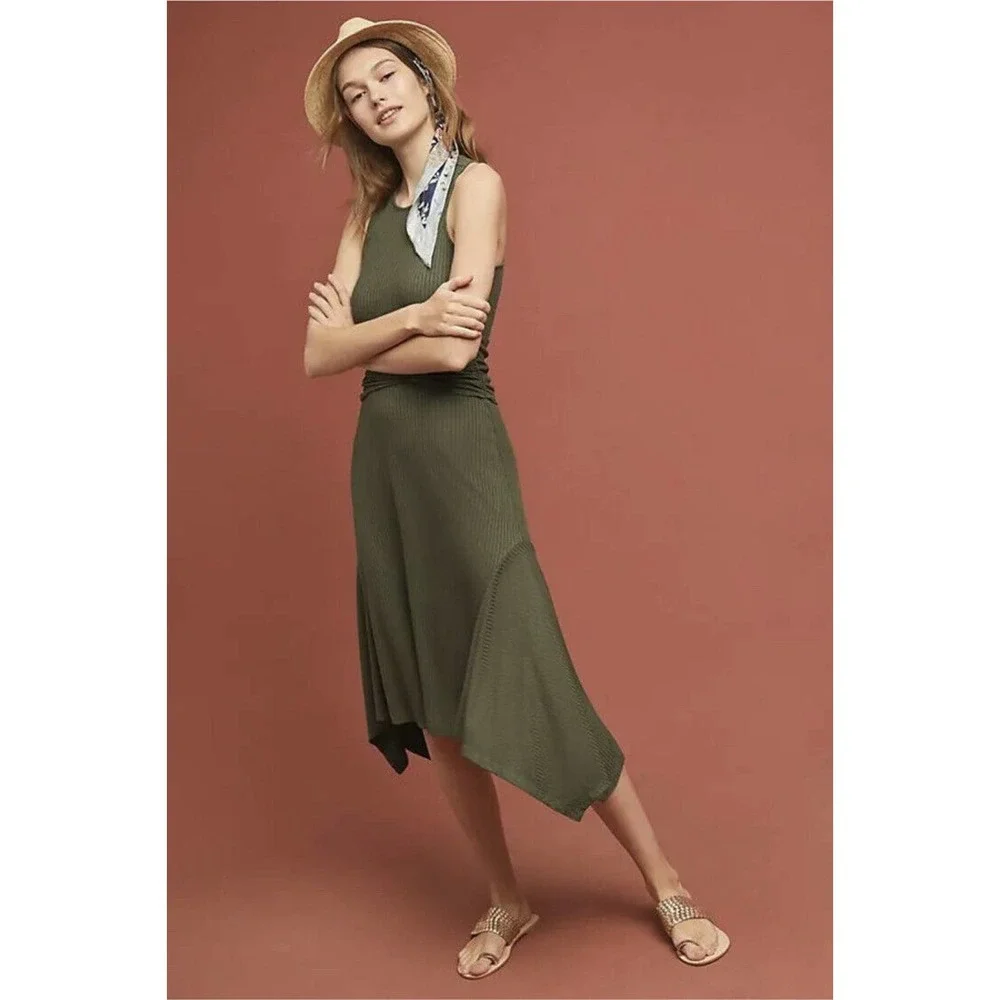 Anthropologie Kingsolver Racerback Ribbed Midi Dress - Picture 1 of 10